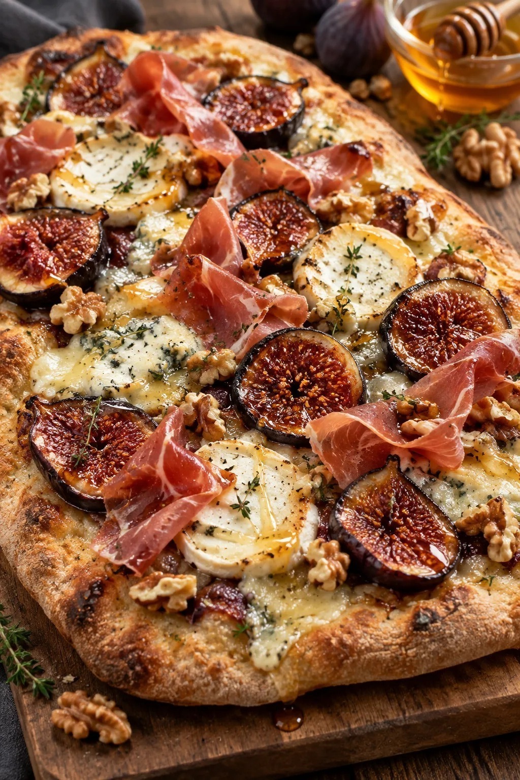 Pinsa chèvre miel et figues