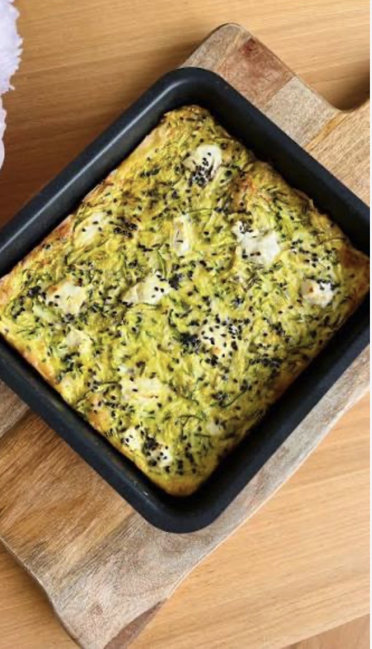 Gratin de filo, courgettes, curry, chèvre frais
